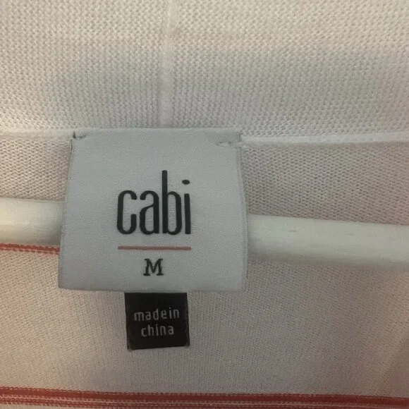 Cabi Women Cardigan Striped Medium Size Open Front Pockets Long Sleeves Orange - Picture 3 of 10
